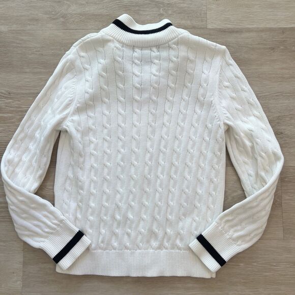 Lauren Ralph Lauren Cable Knit White Zip Up Women's-Size L - Picture 2 of 7